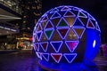 Christmas giant ball artwork sparkle light installation at Darling Harbour, Sydney Downtown at Night. Royalty Free Stock Photo